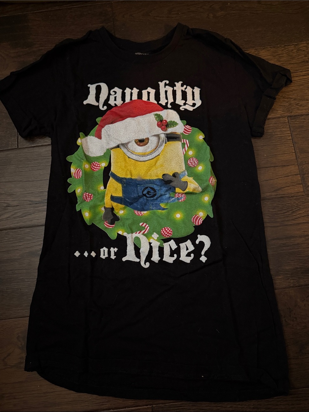 5/$25 Universal Black Minion 'Naughty or Nice?' Holiday Tee